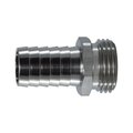 Midland Metal Hose Adapter, Adapter, 34 Nominal, Barb x MGH, 106 Hex, 75 psi, 35 to 100 deg F, 316 Stainless S 30042SS